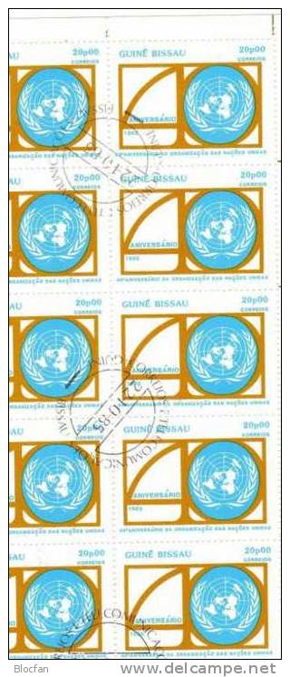 40 Jahre Vereinte Nationen 1985 Taube Guinea Bissau 879/0 2x10-KB O 9€ Emblem Der UNO Bloque Hoja M/s Sheetlet Bf Africa - Guinea-Bissau
