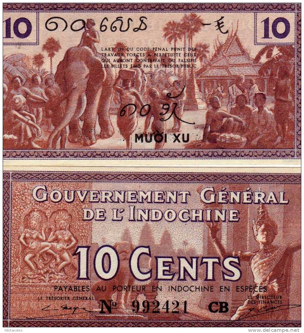 French Indochina Vietnam 1939 10 CENTS VF - Indochina