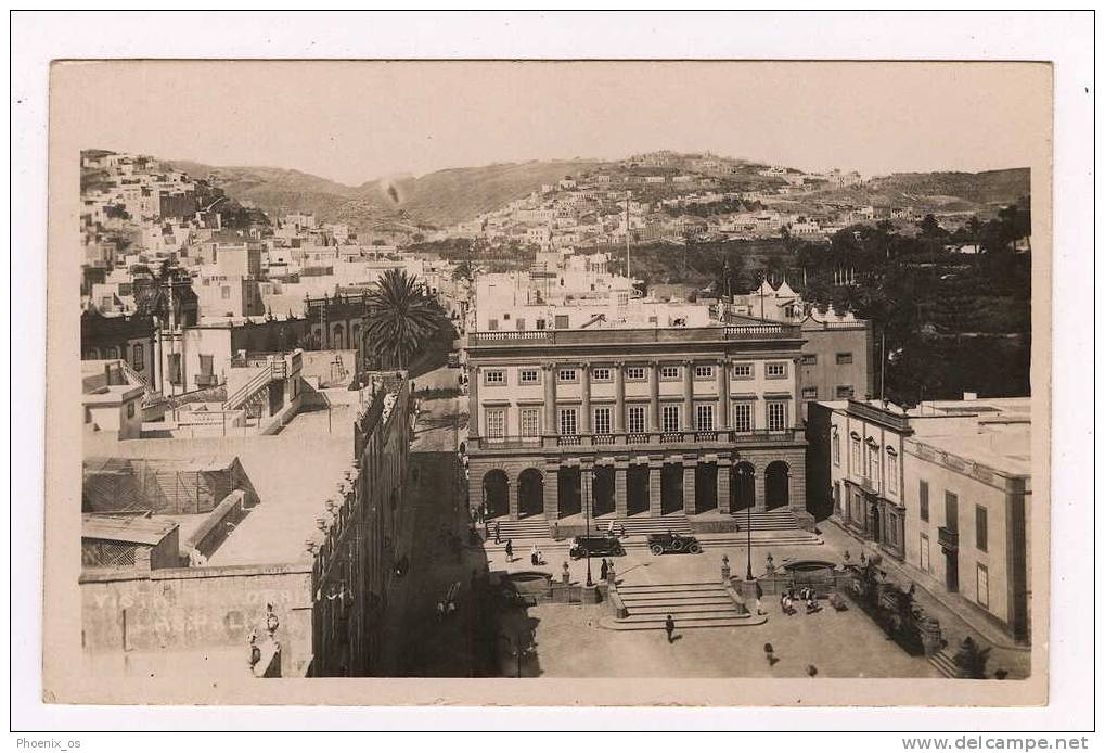 SPAIN - LAS PALMAS, Squere, Oldtimers, Old Postcard - La Palma