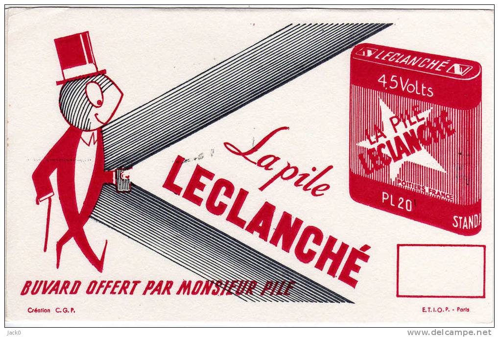 Buvard  La  Pile  LECLANCHE  PL 20, Buvard Offert Par Monsieur Pile - Colecciones & Series