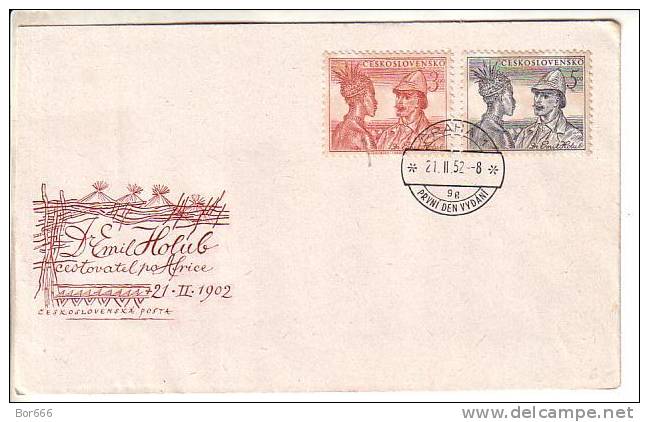 GOOD CZECH FDC 1952 - Dr. Emil Holub In Africa - Other & Unclassified