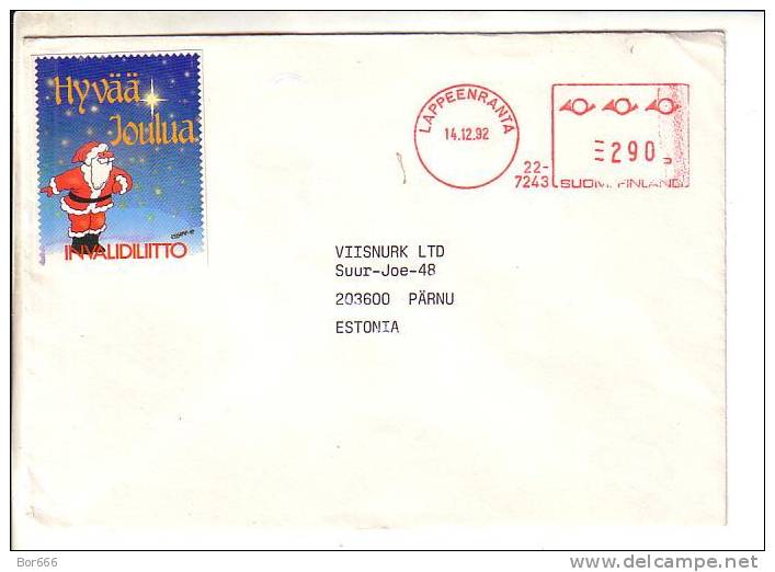 GOOD FINLAND Postal Cover To ESTONIA 1992 With Franco Cancel 22-7243 - Lettres & Documents