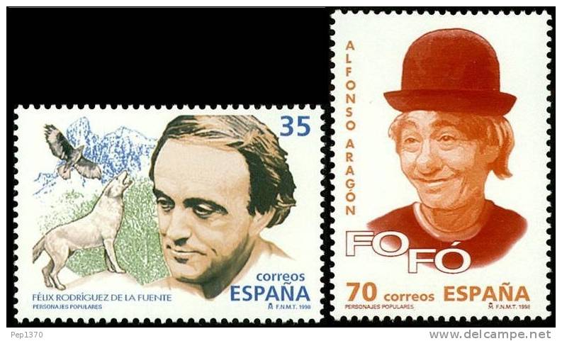 ESPAÑA 1998 - PERSONAJES - RODRIGUEZ DE LA FUENTE Y FOFO - Edifil Nº 3546-3547 - Yvert Nº 3119-3120 - Zirkus