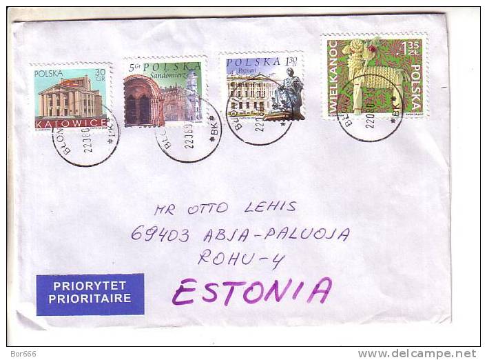 GOOD POLAND Postal Cover To ESTONIA 2007 - Good Stamped: Architecture ; Easter - Briefe U. Dokumente