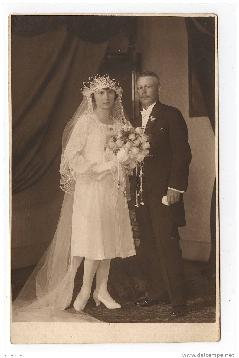 MARRIAGE / WEDDING - Bride, Mariée & Groom, Real Photo, Atelier Remenyi, Subotica (Serbia), 1927 - Marriages