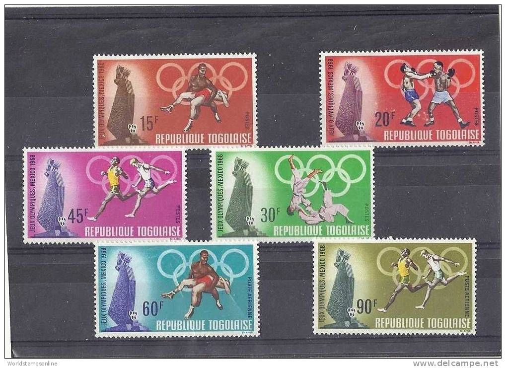 Togo, Year 1968, 6 Stamps, SG 603-608, Olympic Games Mexico 1968, MNH/PF - Ete 1968: Mexico