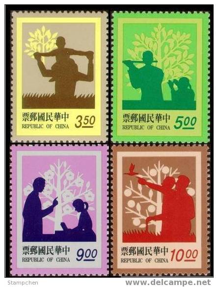 Taiwan 1993 Parent-Child Stamps Paper-cut Flute Music Love Tree Bird Book Father Family - Ungebraucht