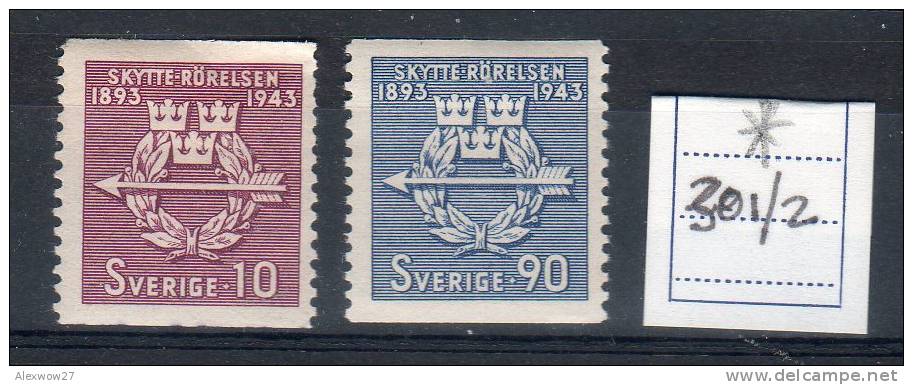 SVEZIA - SVERIGE 1943 --50° TIRATORI VOLONTARI -- Rif. 301/302 * - Unused Stamps