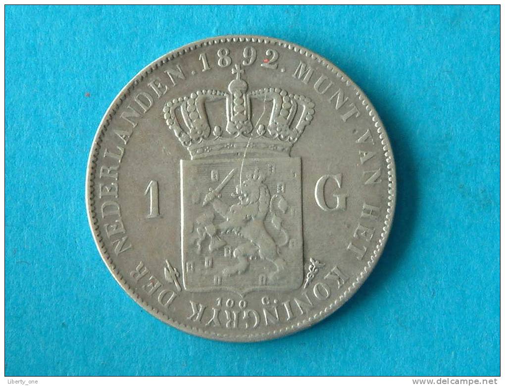 1892 - 1 GULDEN / KM 117 ( Silver Uncleaned Coin - For Grade, Please See Photo ) ! - Monnaies D'or Et D'argent