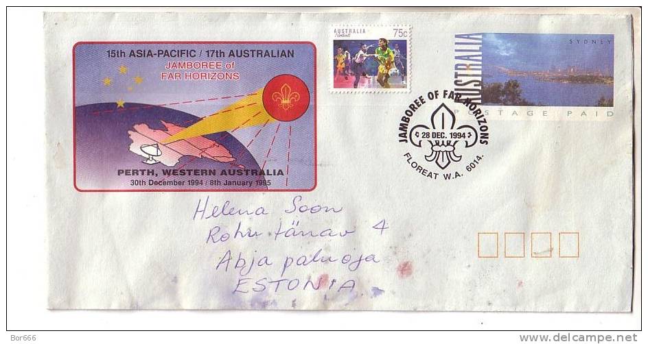 GOOD AUSTRALIA Postal Cover To ESTONIA 1995 - Postage Paid - Scauting Jamboree Of Far Horizons - Briefe U. Dokumente