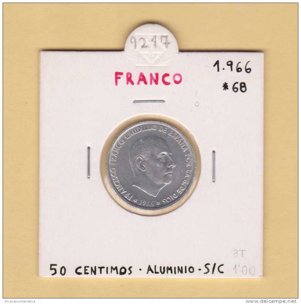 ESPAÑA / FRANCO   50  CENTIMOS  1.966  #68  ALUMINIO  KM#795  SC/UNC     DL-9217 - 50 Céntimos
