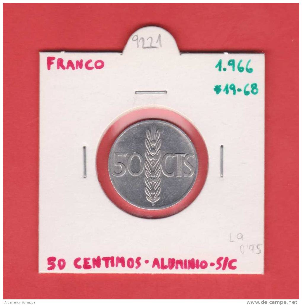 ESPAÑA / FRANCO   50  CENTIMOS  1.966  #68  ALUMINIO  KM#795  SC/UNC     DL-9221 - 50 Céntimos