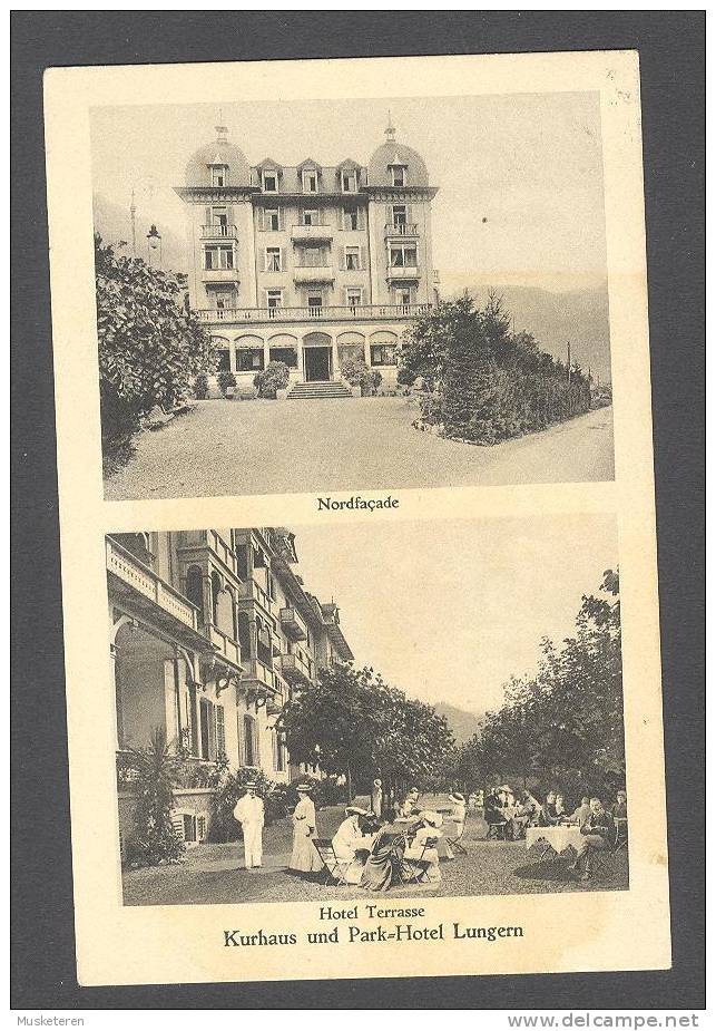France OW Obwalden Hotel Terasse Kurhaus Und Park-Hotel Lungern Deluxe BAHNPOST AMBULANT 1927 To St. Appenzell (2 Scans) - Lungern