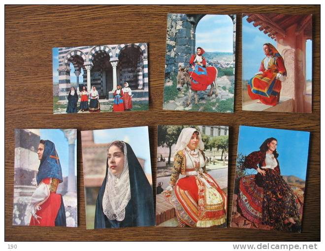 Costumi Sardi : 7 Postcards - 5 - 99 Cartoline