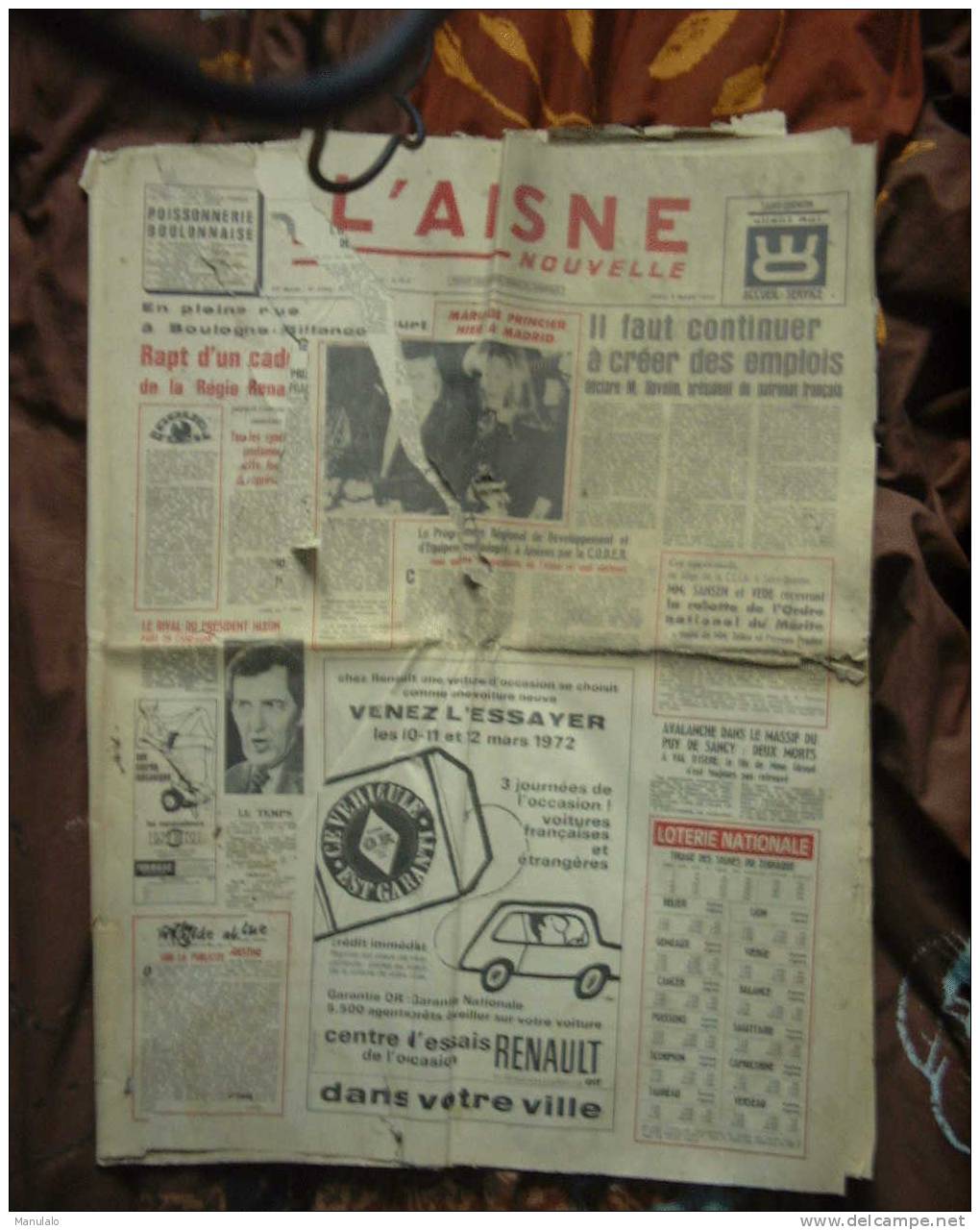 Journal - L´aisne Nouvelle - Jeudi 9 Mars 1972 - Other & Unclassified