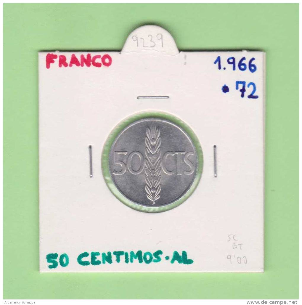 ESPAÑA / FRANCO   50  CENTIMOS  1.966  #72  ALUMINIO  KM#795  SC/UNC    DL-9239 - 50 Centimos