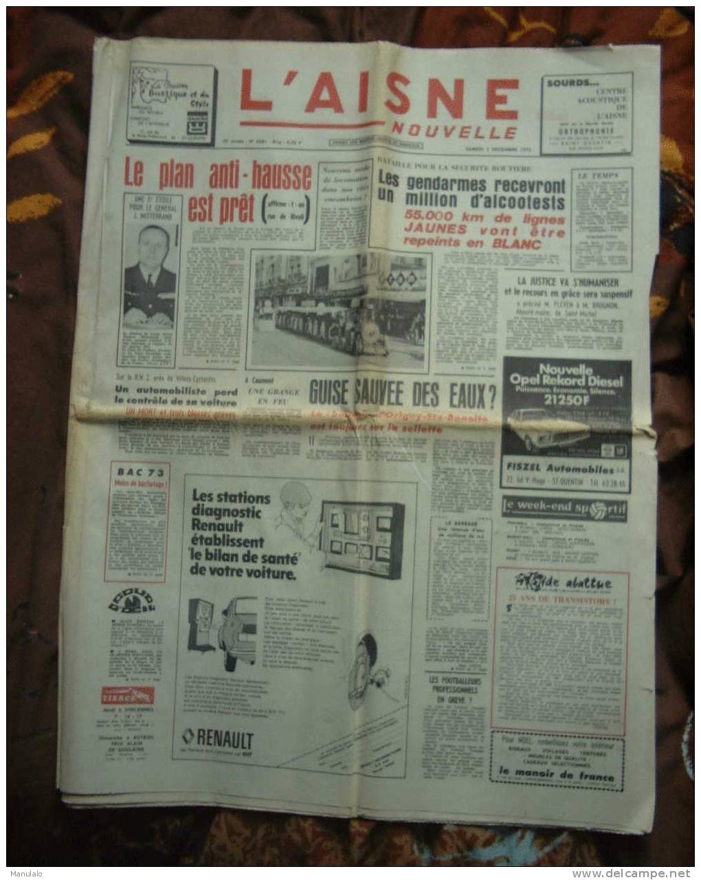 Journal - L´aisne Nouvelle - Samedi 2 Décembre 1972 - Autres & Non Classés