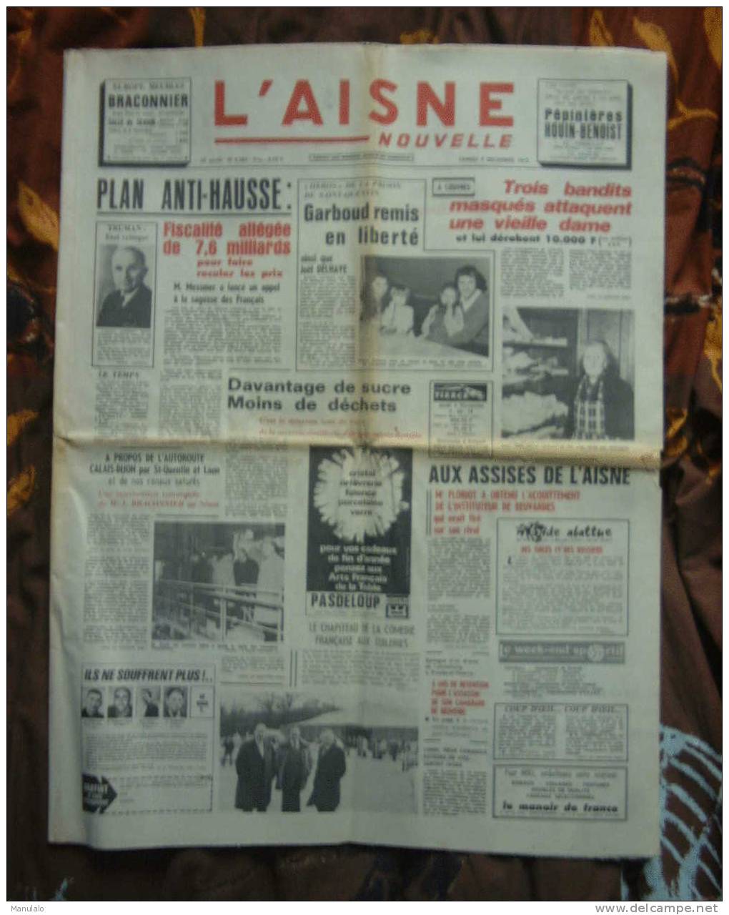 Journal - L´aisne Nouvelle - Samedi 9 Décembre 1972 - Otros & Sin Clasificación