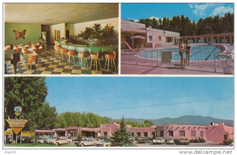 Kachina Lodge & Motel, Taos New Mexico, Auto, Bar, Swimming Pool, On C1960s Vintage Postcard - Autres & Non Classés