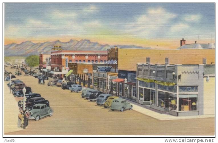 Las Cruces New Mexico, Main Street Scene, On C1940 Vintage Curteich Linen Postcard - Otros & Sin Clasificación