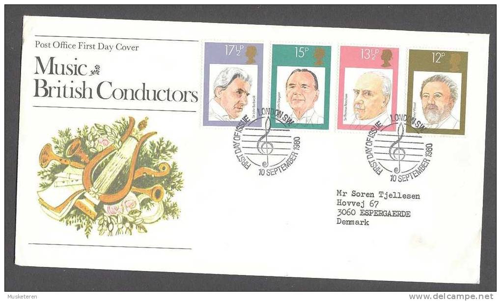 Great Britain 1980 FDC Cover Music British Conductors - 1971-1980 Decimal Issues