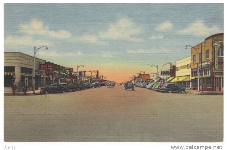 Hobbs NM New Mexico, Broadway Street, On C1940s/50s Vintage Curteich Linen Postcard - Altri & Non Classificati