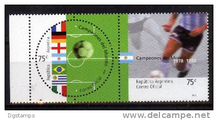 Argentina´02 YT2299-00 Emisión Conjunta De Los Campeones Mundiales De Fútbol. Banderas, Balón, Jugador Argentino - Unused Stamps