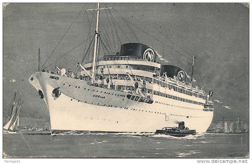 CPA-1937-PAQUEBOT CHELLA-CIE PAQUET-LIGNE MARSEILLE -ORAN-CASABLANCA-TBE - Paquebots