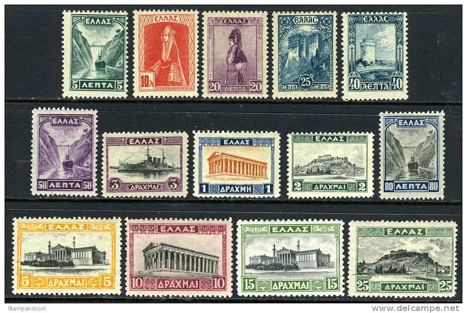 Greece #321-34 Mint Hinged Set From 1927 - Nuovi