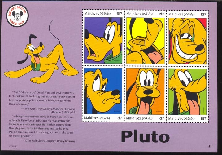 #  M-435-6*   MINT NEVER HINGED MINI SHEET OF DISNEY  70th ANNIV. PLUTO ,  (  MALDIVES   2356 - Disney