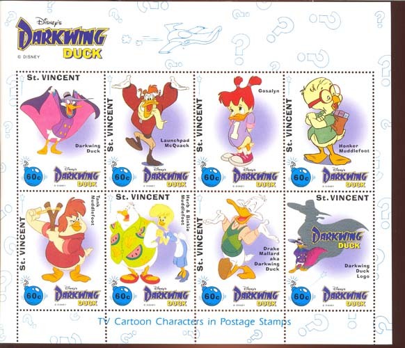 #  M-544**   MINT NEVER HINGED MINI SHEET OF DISNEY DARKWING DUCK ;   (  ST.VINCENT 1793 K  1992 - Disney