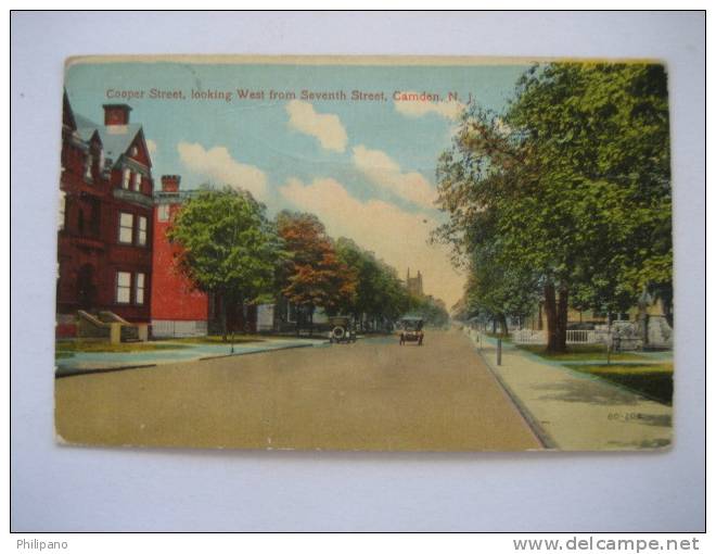 Camden NJ     Cooper Street Looking West From Seventh Street    1915 Cancel - Camden