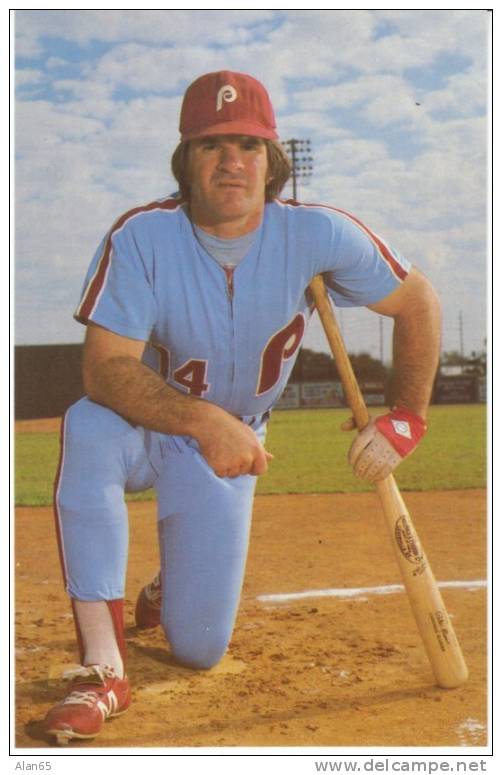 Pete Rose, Philadelphia Phillies MLB, 1979 Annie Liebovitz Image On Chrome Postcard - Baseball