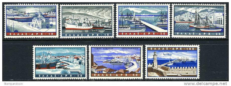 Greece C74-80 Mint Never Hinged Harbor Airmail Set From 1958 - Unused Stamps