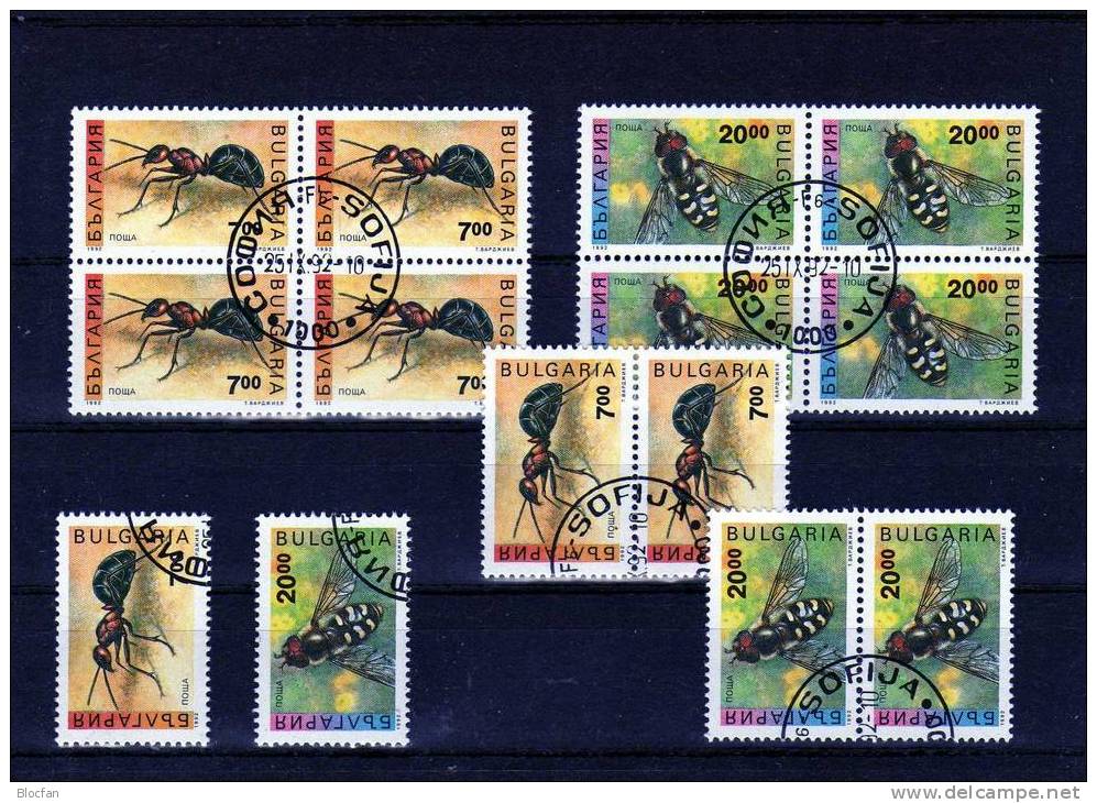 Naturschutz 1992 Bulgarien 3998/9,ZD+ 4-Block O 14€ WWF Ameise/Schwebfliege Bloc Fauna M/s Sheets Insects Ss Bf BULGARIA - Other & Unclassified