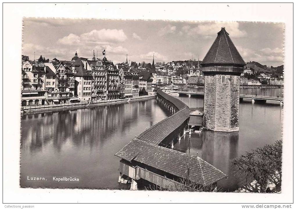 Cp , SUISSE , LUZERN , Kapellbrucke , LUCERNE , Voyagée 1958 - Sonstige & Ohne Zuordnung