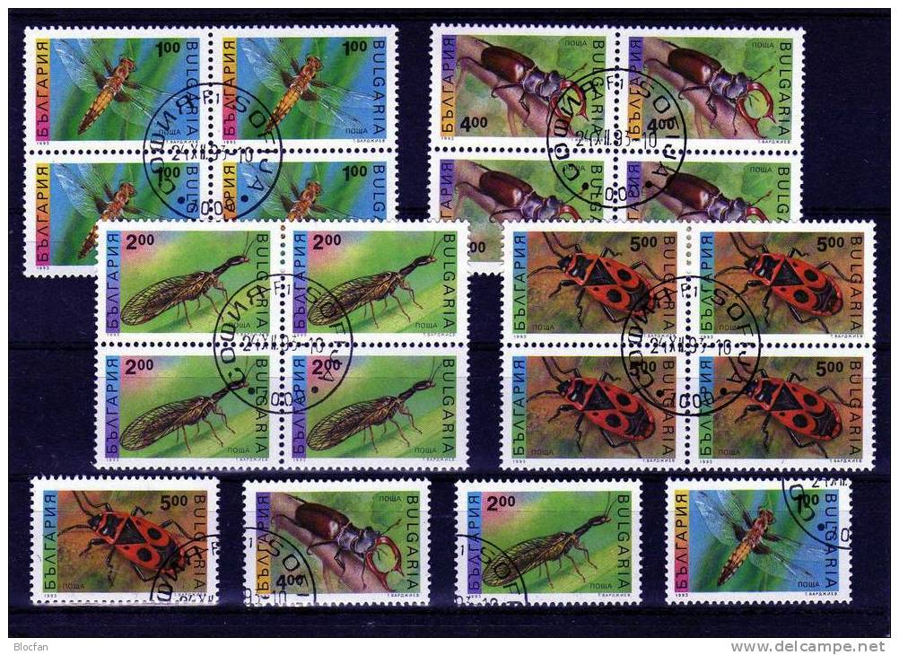 Insekten-Serien Bulgarien 3098/9,4016/7,4093/6,8ZD+4-Block O 36€ WWF Nationaler Naturschutz Hirschkäfer Bloc Bf BULGARIA - Vrac (min 1000 Timbres)