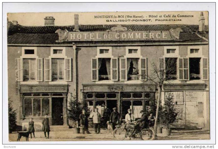 Cpa MONTIGNY LE ROI Hotel Café Du Commerce GALLISSOT POINSOT Propriétaire Population Et Moto - Montigny Le Roi