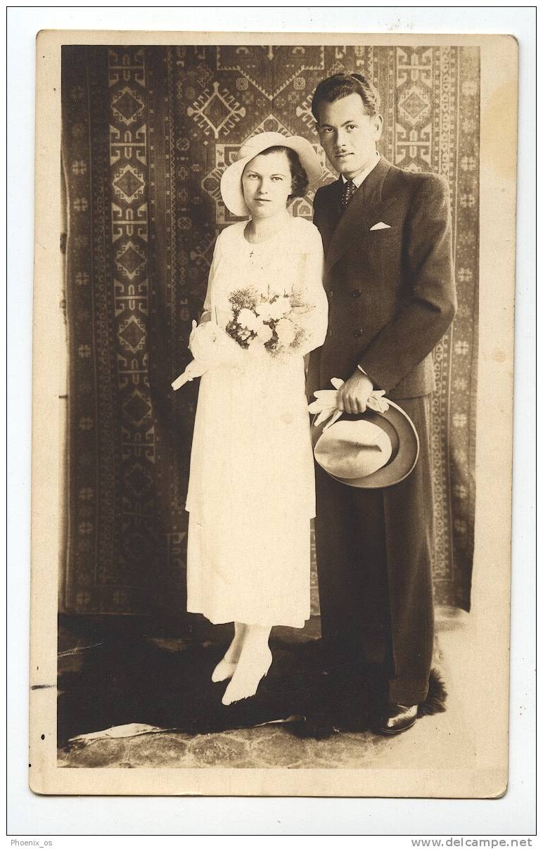 MARRIAGE / WEDDING - Bride, Mariée & Groom, Real Photo, 14x9cm - Marriages