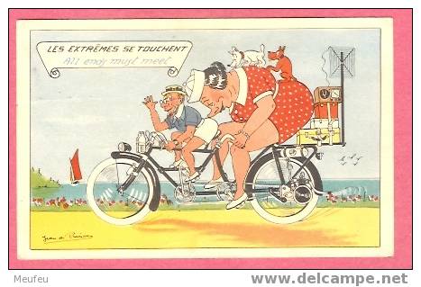 VELO Chiens  - LES EXTREMES SE TOUCHENT . ALL ENDS MUST MEET - Illustrateur JEAN DE PREISSAC - Preissac