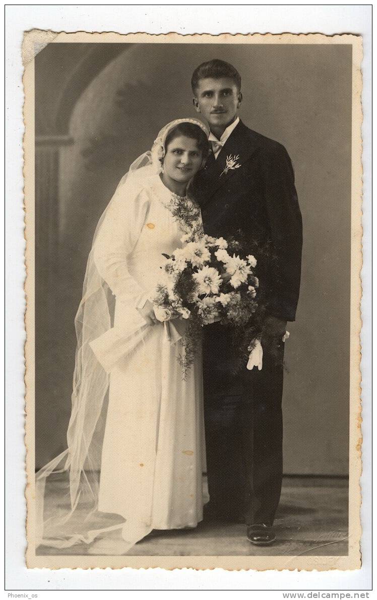 MARRIAGE / WEDDING - Bride, Mariée & Groom, Real Photo, Atelier BEISMANN, Osijek / Croatia, 13,5x8,5cm - Huwelijken