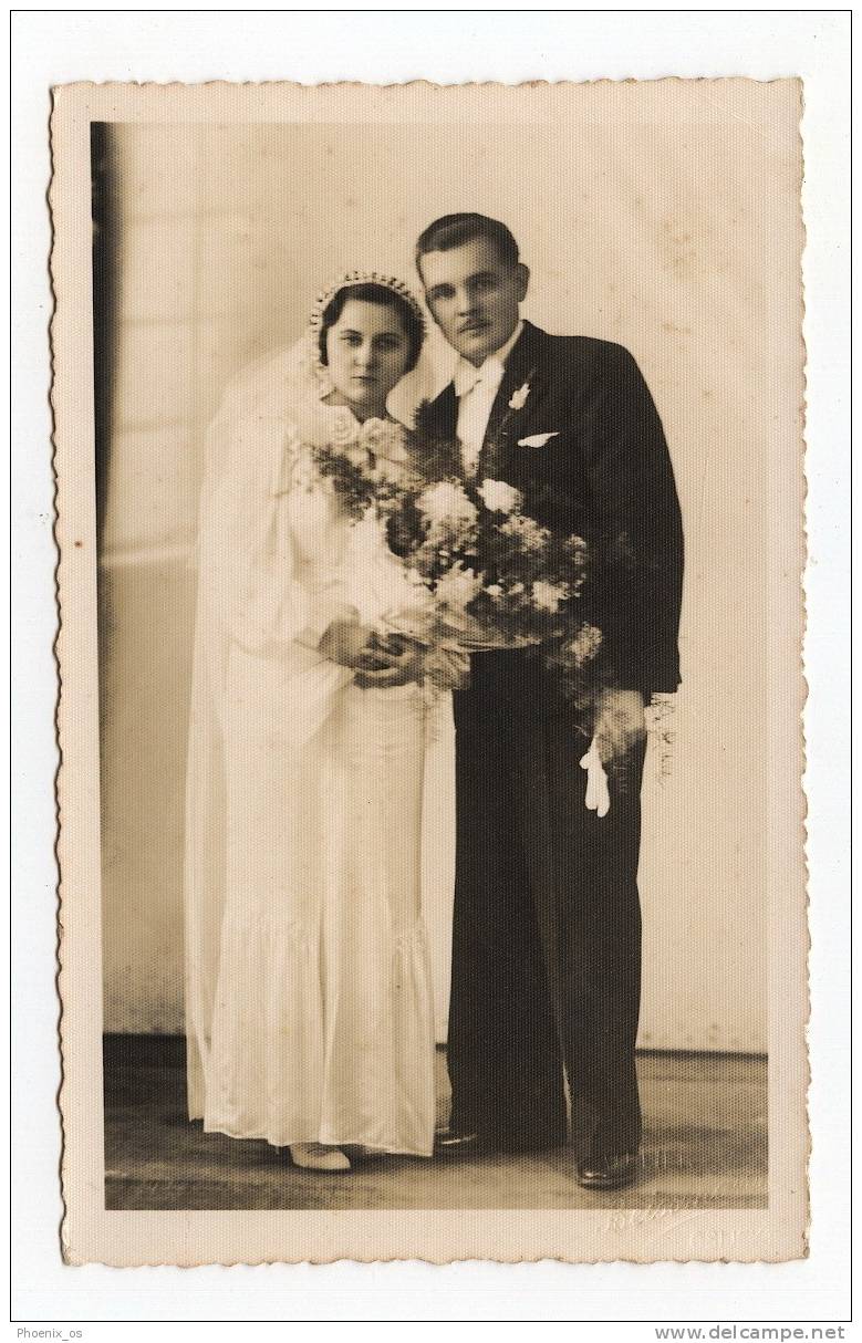 MARRIAGE / WEDDING - Bride, Mariée & Groom, Real Photo, Atelier BEISMANN, Osijek / Croatia, 14x9cm - Huwelijken