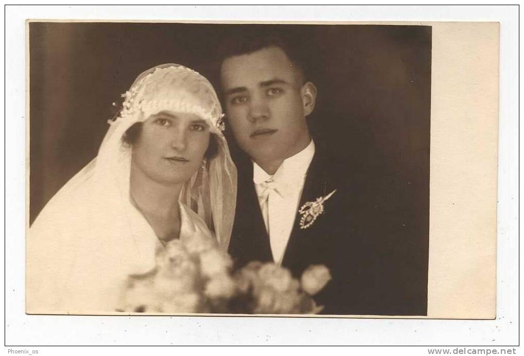 MARRIAGE / WEDDING - Bride, Mariée & Groom, Real Photo, 14x8,5cm - Huwelijken