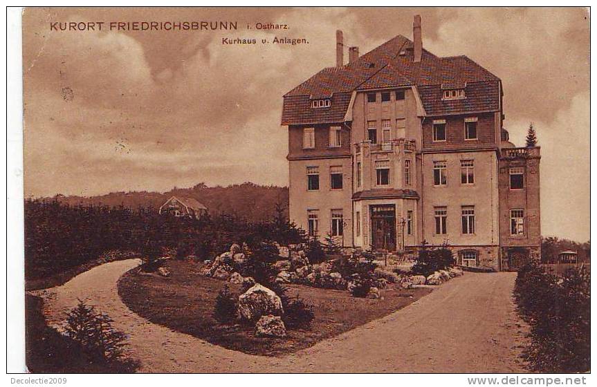 B3712 Germany Kurort Friedrichsbrunn Kurhaus U Anlagen Hospital Postmark 1915 Used Perfect Shape - Thale