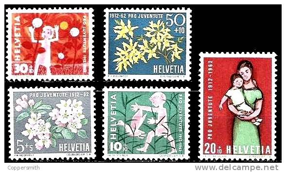 (006) Suisse / Switzerland / Schweiz Pro Juventute 1962 / Flowers / Fleurs / Blumen / Flora  ** / Mnh Michel 758-62 - Unused Stamps