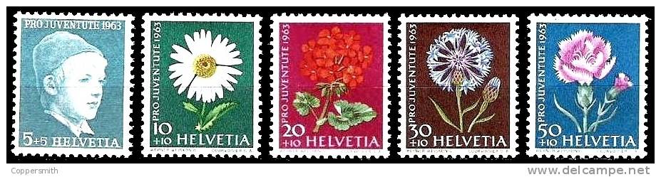 (007) Suisse / Switzerland / Schweiz Pro Juventute 1963 / Flowers / Fleurs / Blumen / Flora  ** / Mnh Michel 786-90 - Neufs