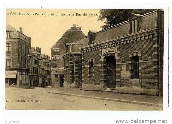 Cpa AVESNES Sous Prefecture Et Entree De Rue De France ESTAMINET Ed Genestin Et Grigon - Avesnes Sur Helpe