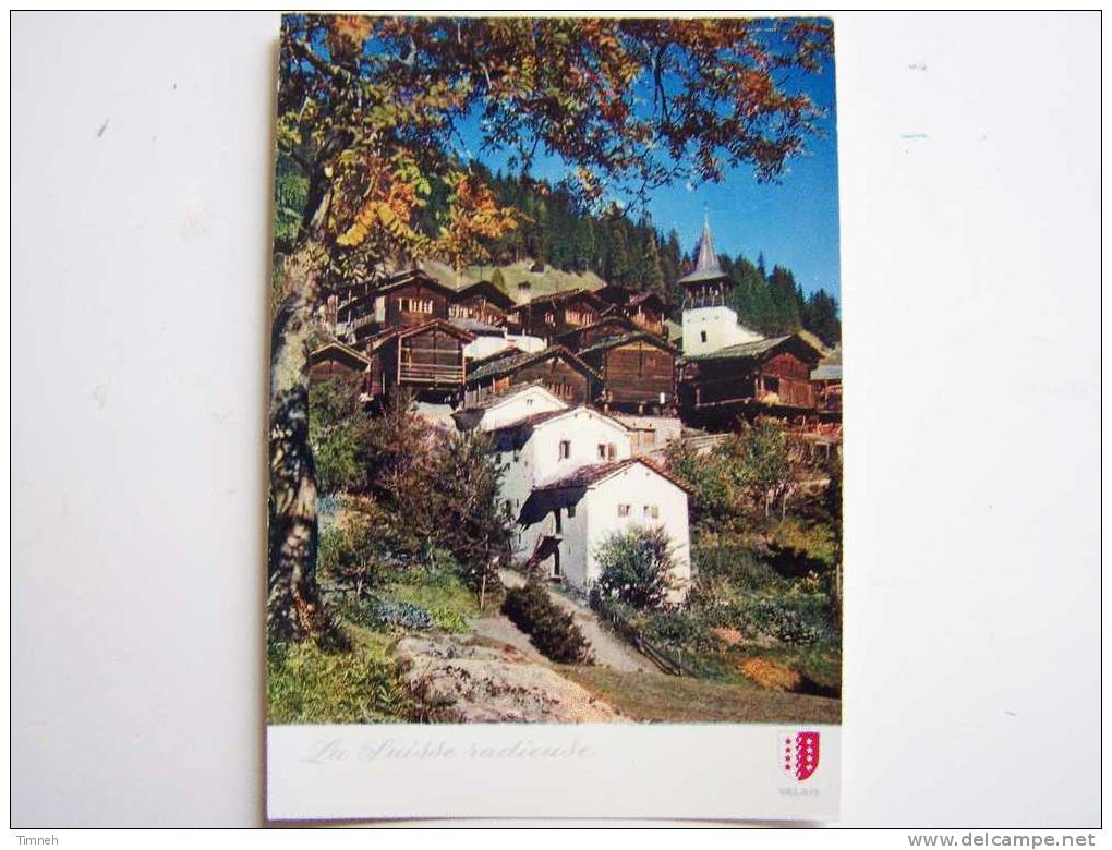 352.Le Village Valaisan De Grimentz En Automne-la Suisse Radieuse-blason Valais-chalets En Bois Sur Le Coteau-église- - Grimentz