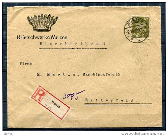 Germany Cover 1925 Register Send To Bitterfeld Single Usage - Briefe U. Dokumente