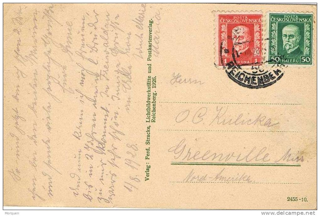 Postal REICHEMBERG (checoslovaquia)  1928. Vista Del Ayuntamiento - Covers & Documents